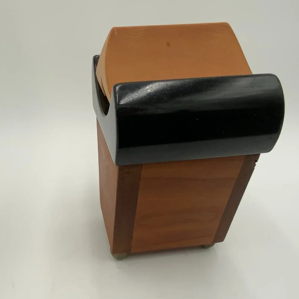 Black Lacquer and Wood Pagoda Shape Box Hinge Opening